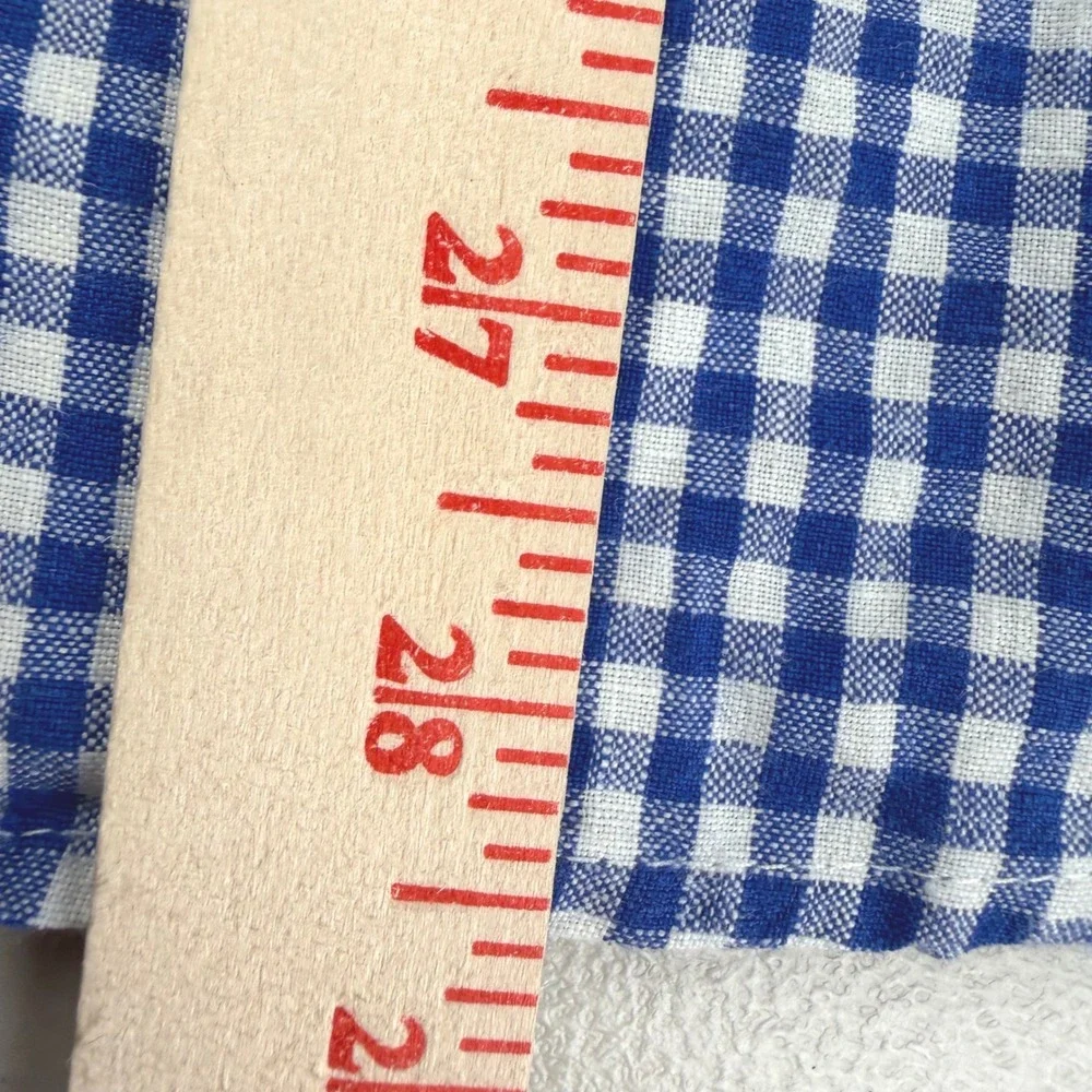 Polo Ralph Lauren Linen Shirt Mens Large Blue Gingham Short Sleeve Custom Fit